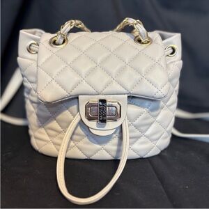 Badgley Mischka Quilted Beige backpack style bag